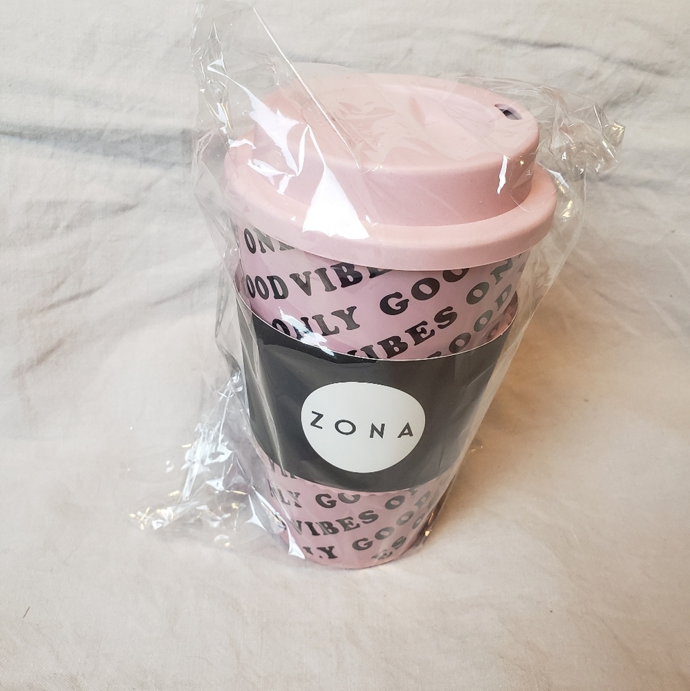 Zona Good Vibes Only Travel Mug in Pink NWOT BNIB